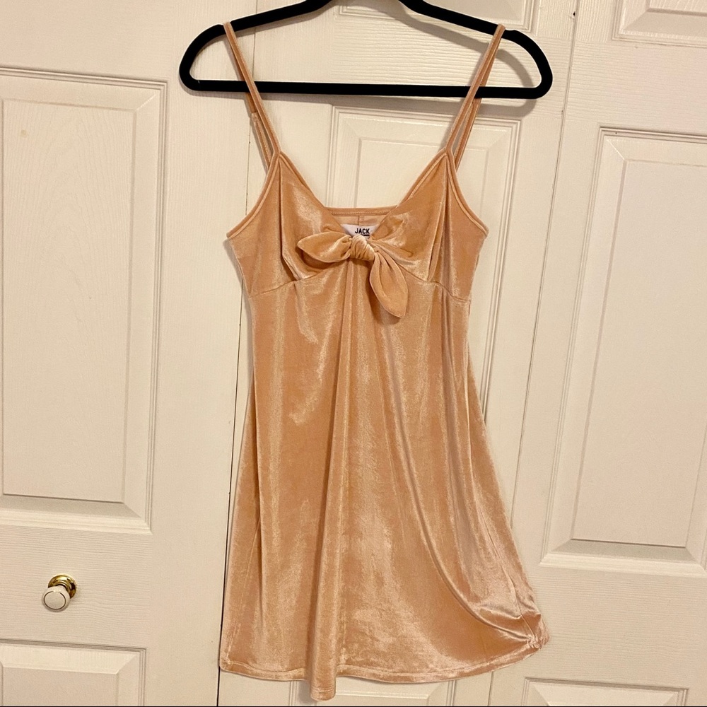 Bb Dakota Light Pink Velvet Tie Front Dress